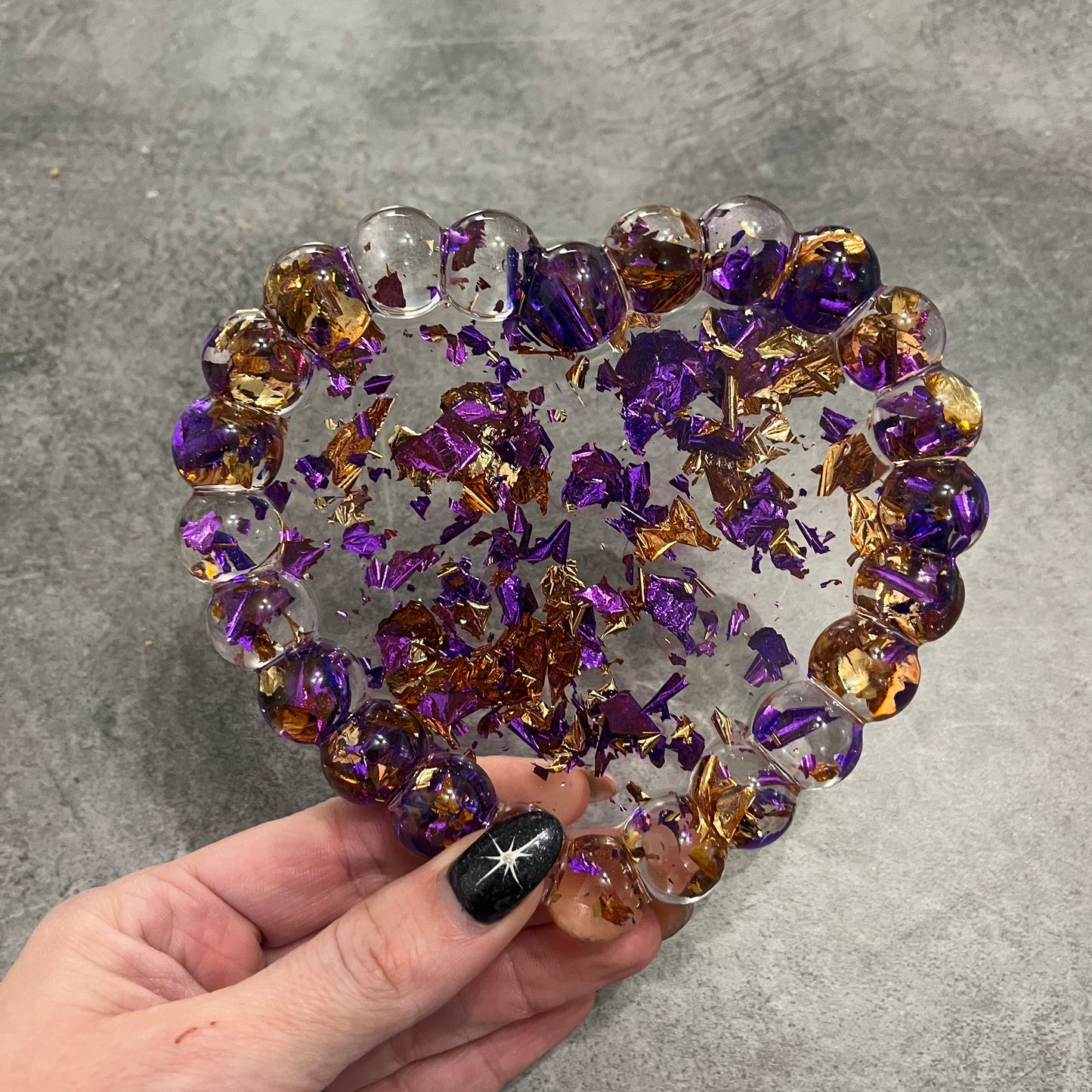 Vide poche coeur bulle Violet et Cuivré