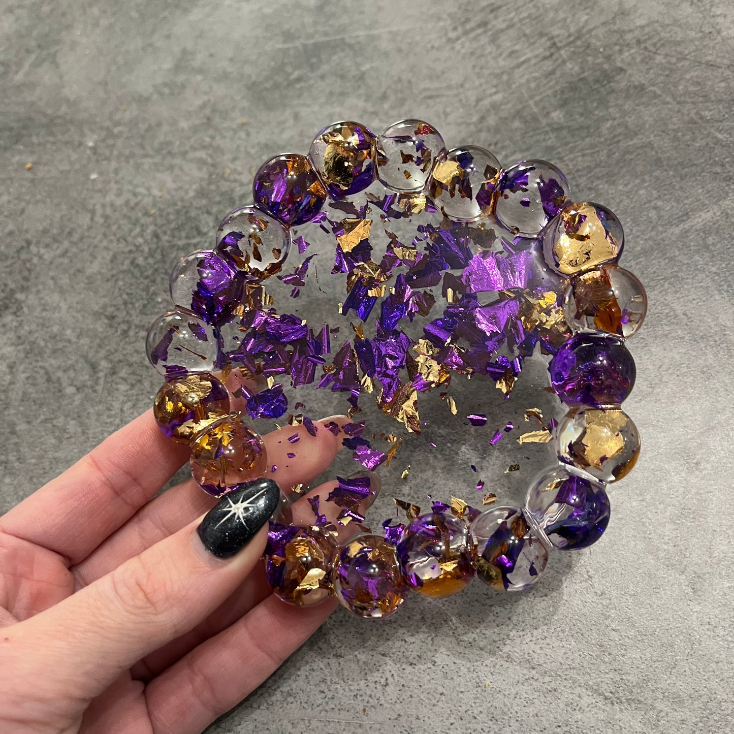 Vide poche fleur bulle Violet et Cuivré