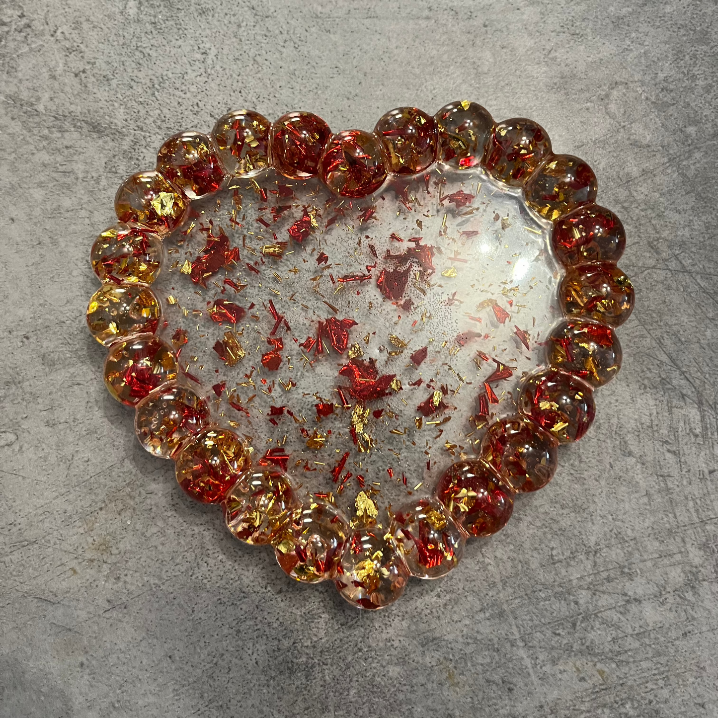 Vide poche coeur bulle Rouge et Or