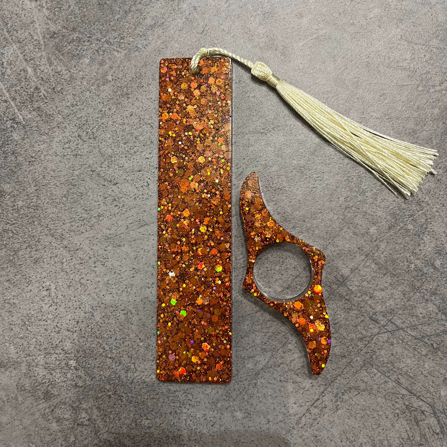 Duo marque page + bague de lecture Marron pailleté