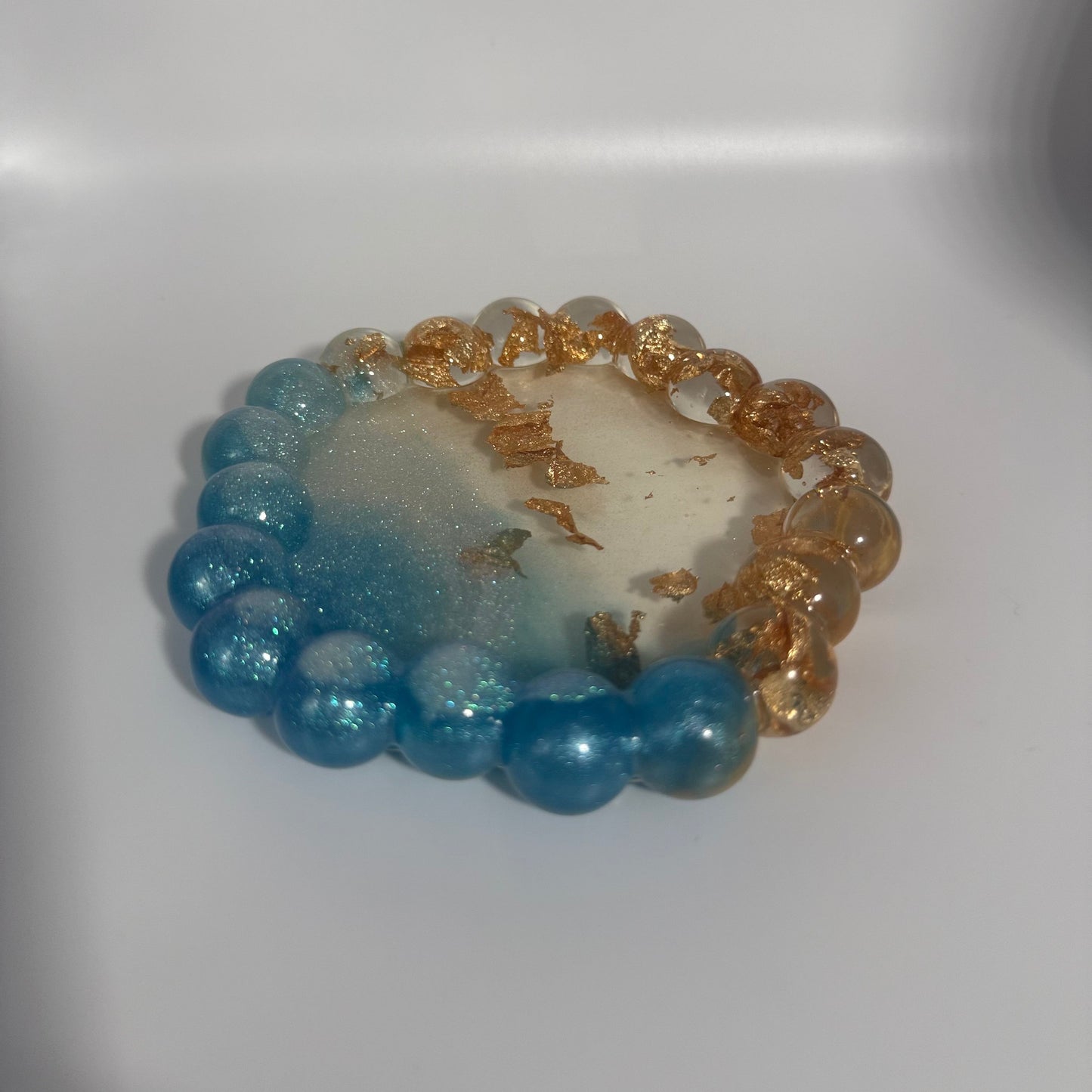 Vide poche fleur bulle Bleu et Or