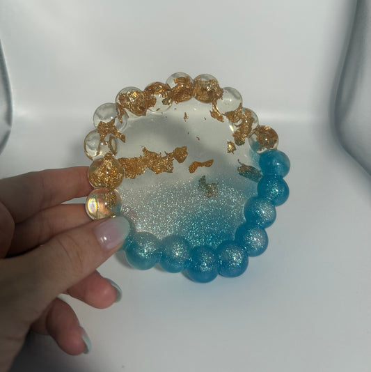 Vide poche fleur bulle Bleu et Or