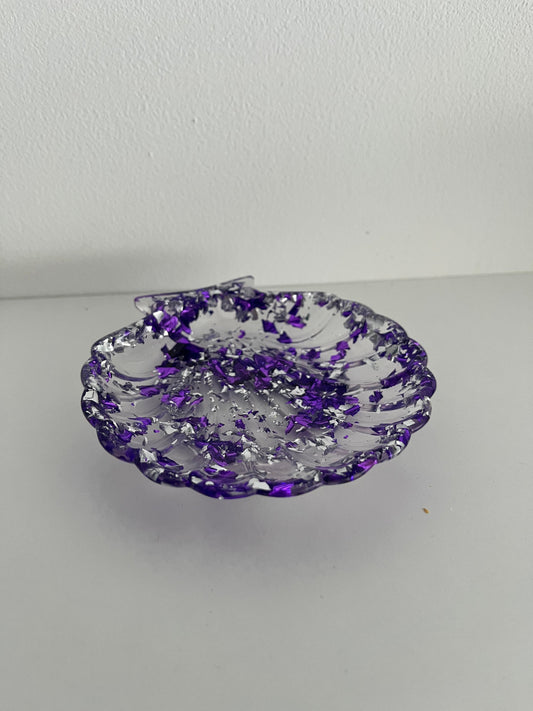 Vide poche coquillage Violet et Argenté